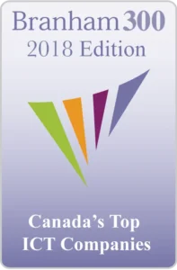 Branham300 2018 Edition logo for Canada’s Top Technology Companies, featuring colorful abstract shapes and highlighting Cority.