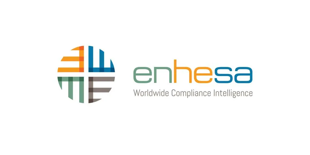 Enhesa logo with the text Worldwide Compliance Intelligence beside a colorful circular design, highlighting strategic partnership.