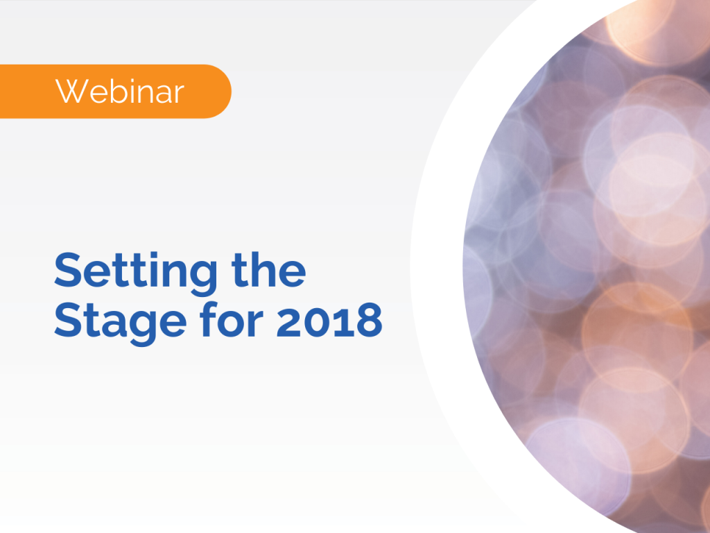 Webinar: Setting the Stage for 2018 text with blurred lights in a circular design on the right, exploring key OHS Trends for the coming year.