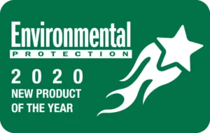 Green badge logo featuring Environmental Protection 2020 Product of the Year and a shooting star graphic.