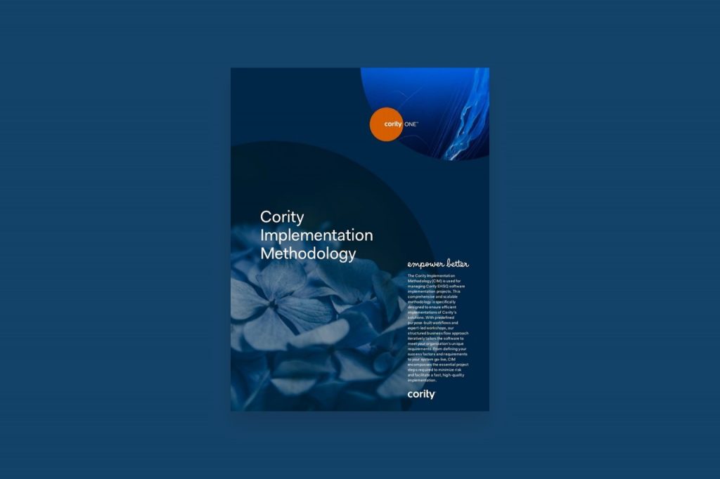 Blue cover page titled Implementation Methodology, featuring abstract floral and circular design elements.