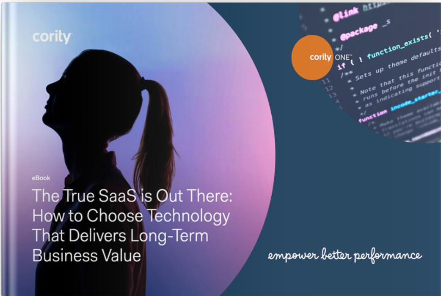Silhouette of a woman with a ponytail beside text about choosing SaaS technology, like EHSQ software, for lasting business value.