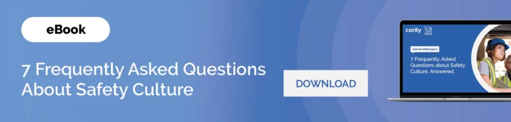 Banner promoting an eBook on safety culture FAQs, featuring a laptop and a “Download” button, with insights to help prevent serious injury and fatality in the workplace.