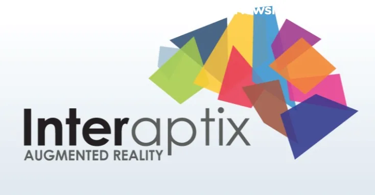 Interaptix logo with colorful overlapping geometric shapes and the words Augmented Reality, highlighting a focus on augmented reality solutions for industrial worker safety, in collaboration with Cority.