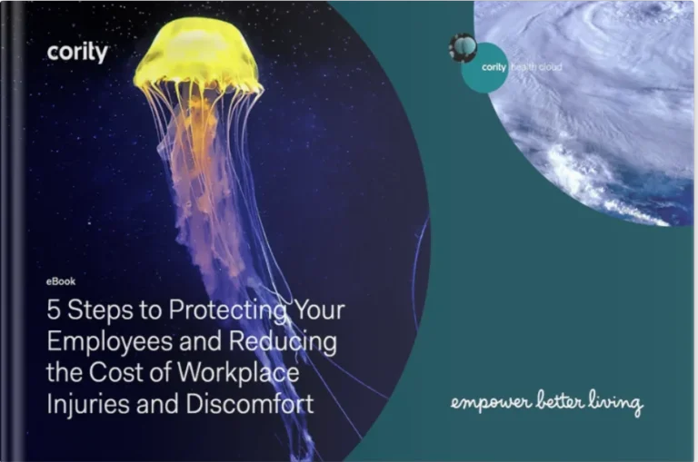 A glowing yellow jellyfish and eBook title about protecting employees and reducing the cost of workplace injuries.