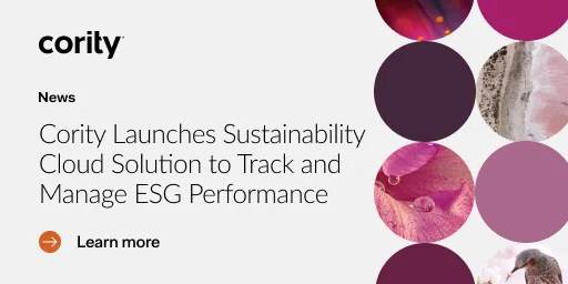 Cority introduces Sustainability Cloud, a new solution for tracking and managing ESG Performance; learn more button shown.