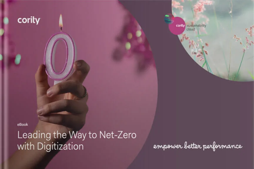 A hand holds a zero-shaped candle; text reads, Leading the Journey to a Net-Zero Future with Digitization.