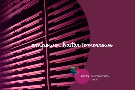 Pink stacked planks with the text empower better tomorrows and Cority Sustainability Cloud logo, highlighting the impact of Sustainable Finance Regulation.