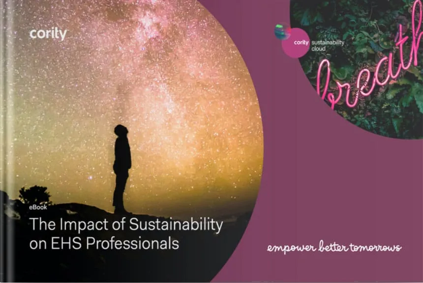 Silhouette of a person under a starry sky with the text: The Impact of Sustainability on EHS professionals and their evolving roles.