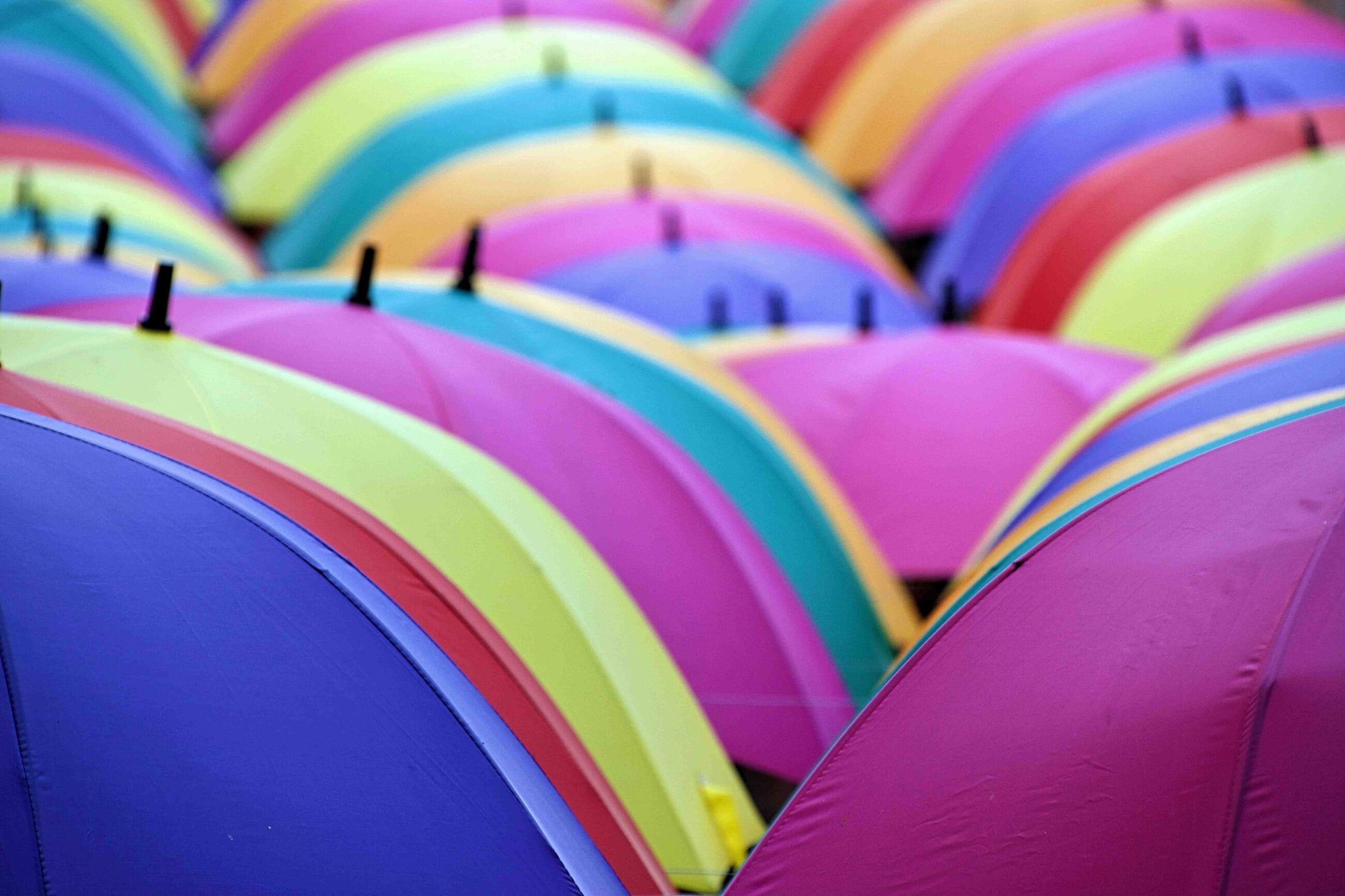 Net Zero Standard launch blog colorful umbrellas pink cority