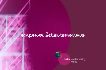 Pink and purple graphic with the text empower better tomorrows and cority sustainability cloud at the bottom—highlighting ESG software selection.
