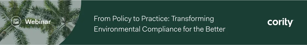 Webinar banner featuring tree branches; text reads From Policy to Practice: Transforming Environmental Compliance for the Better. Perfect for those interested in advancing environmental compliance initiatives.