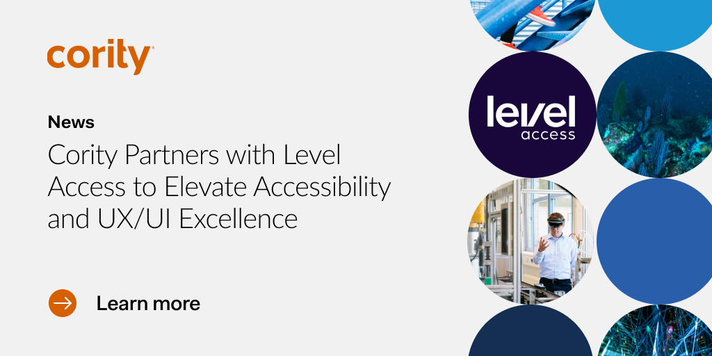 Cority joins forces with Level Access to enhance accessibility and elevate UX/UI; Learn more button shown.