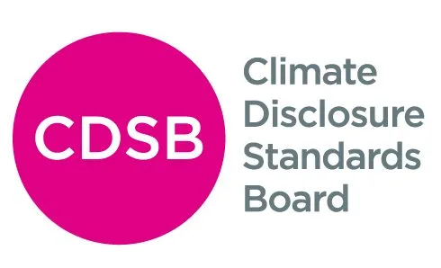CDSB logo with a pink circle and Climate Disclosure Standards Board text on the right, representing commitment to ESG Reporting Frameworks.