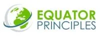 Green and blue Equator Principles logo with a globe and text reading Equator Principles on a white background, representing a key ESG Reporting Framework used globally for responsible project financing.