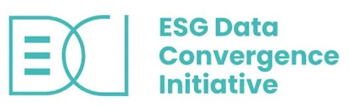Logo with overlapping lines and text reading ESG Data Convergence Initiative on a white background, symbolizing alignment with ESG Standards.