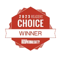 A red badge with white text reads 2023 Readers Choice Winner and includes the logo for Occupational Safety.
