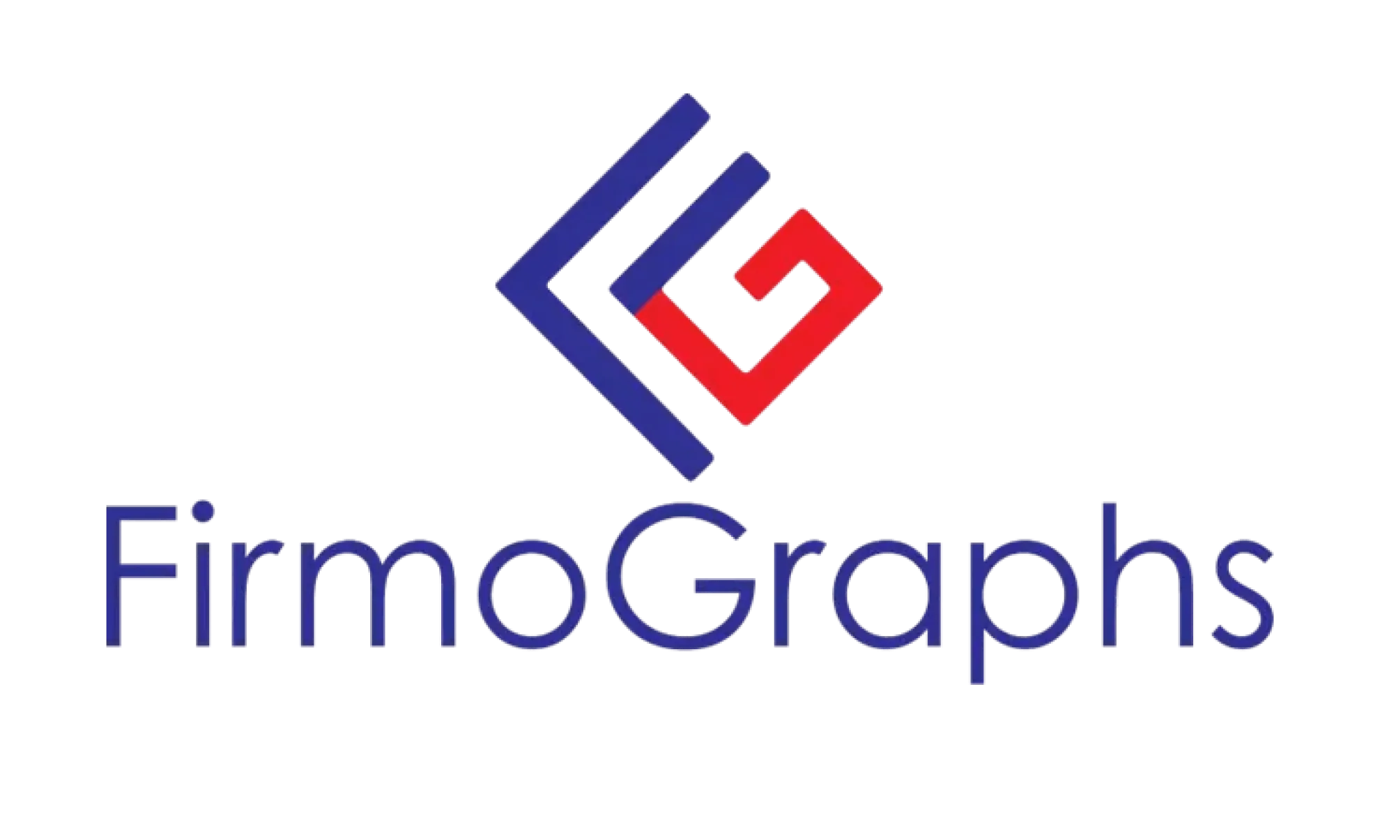 The image shows the FirmoGraphs logo, featuring a geometric blue and red icon above the word FirmoGraphs written in a modern blue font on a white background.