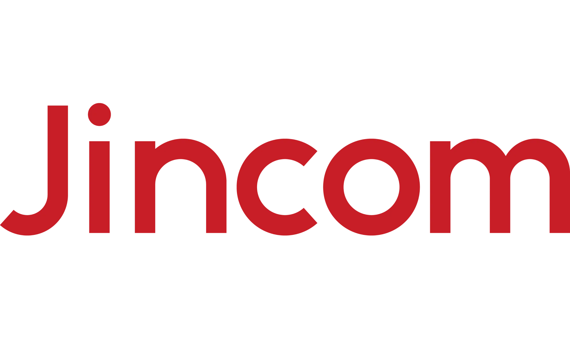 Red text on a white background spells out Jincom in a bold, modern sans-serif font.