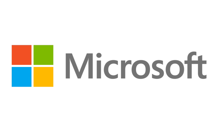 The Microsoft logo featuring four colored squares—red, green, blue, and yellow—arranged in a grid, next to the word Microsoft in gray, bold, sans-serif font on a white background.