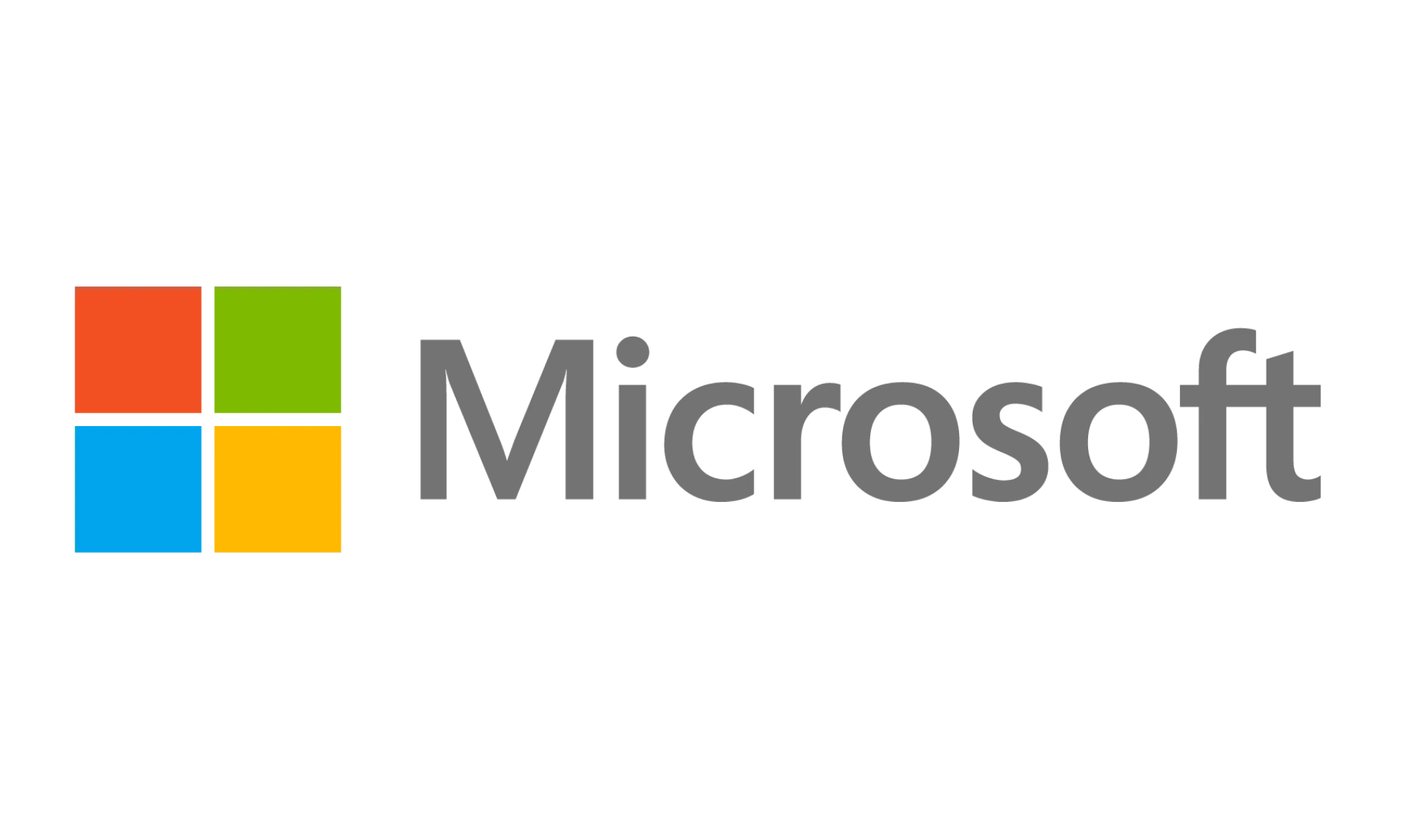 The Microsoft logo featuring four colored squares—red, green, blue, and yellow—arranged in a grid, next to the word Microsoft in gray, bold, sans-serif font on a white background.