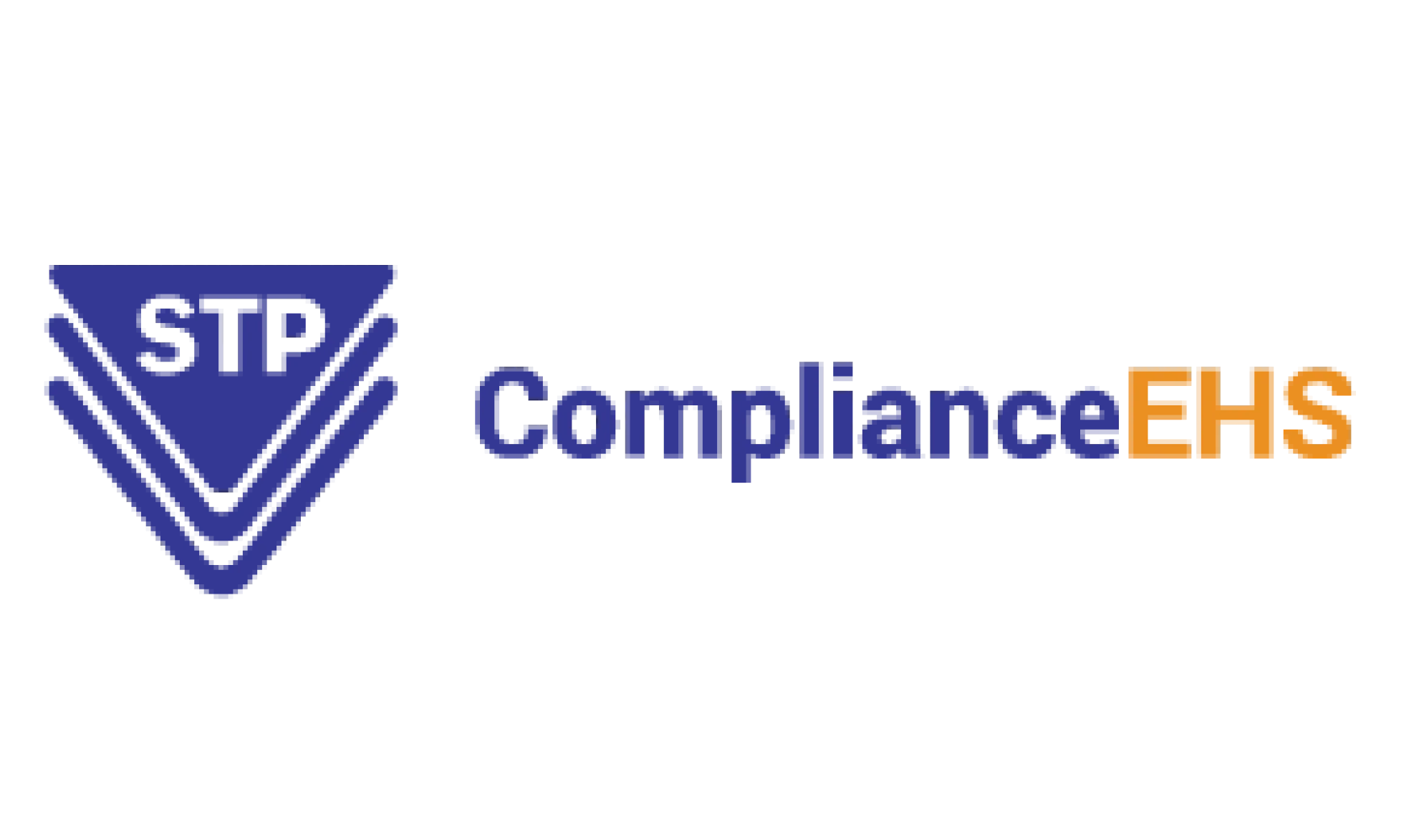 Logo with three dark blue downward chevrons containing the letters “STP” on the left, and the words “STP ComplianceEHS” in blue and orange on the right, representing environmental health and safety compliance.