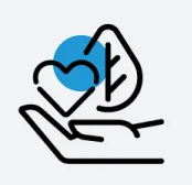 A hand with an extended index finger is pointing up at a blue circle containing a smiley face, suggesting interaction or selection—an engaging symbol for Sustainability at Cority.