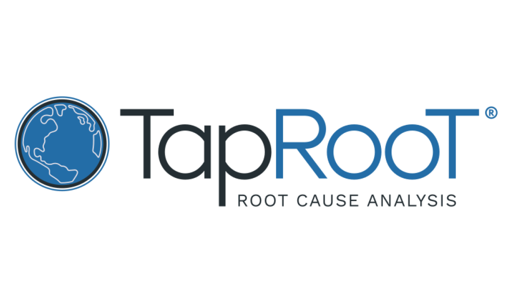 TapRooT logo featuring a blue globe on the left and the words “TapRooT ROOT CAUSE ANALYSIS” in bold, black and blue text on a white background.