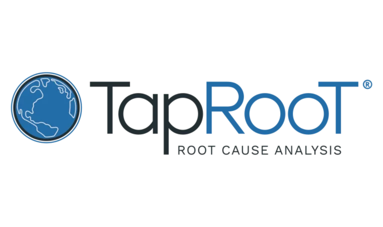 TapRooT logo featuring a blue globe on the left and the words “TapRooT ROOT CAUSE ANALYSIS” in bold, black and blue text on a white background.