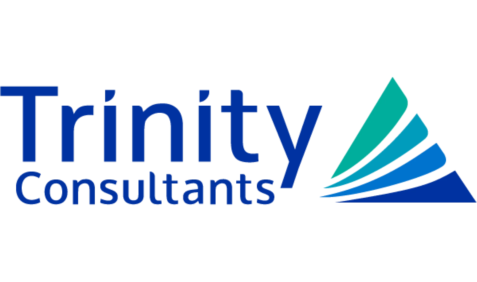 Logo for Trinity Consultants, a leader in EHS services, featuring the company name in blue text—Trinity in large font above Consultants—and a stylized triangular graphic with blue and teal layers on the right.