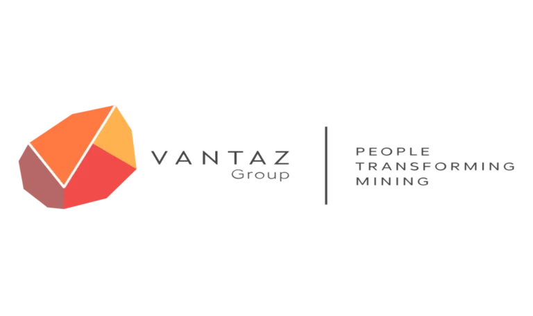 Vantaz Group logo with a geometric shape in orange and red on the left, and the text “Vantaz Group” and “People Transforming Mining” on the right, separated by a vertical line.
