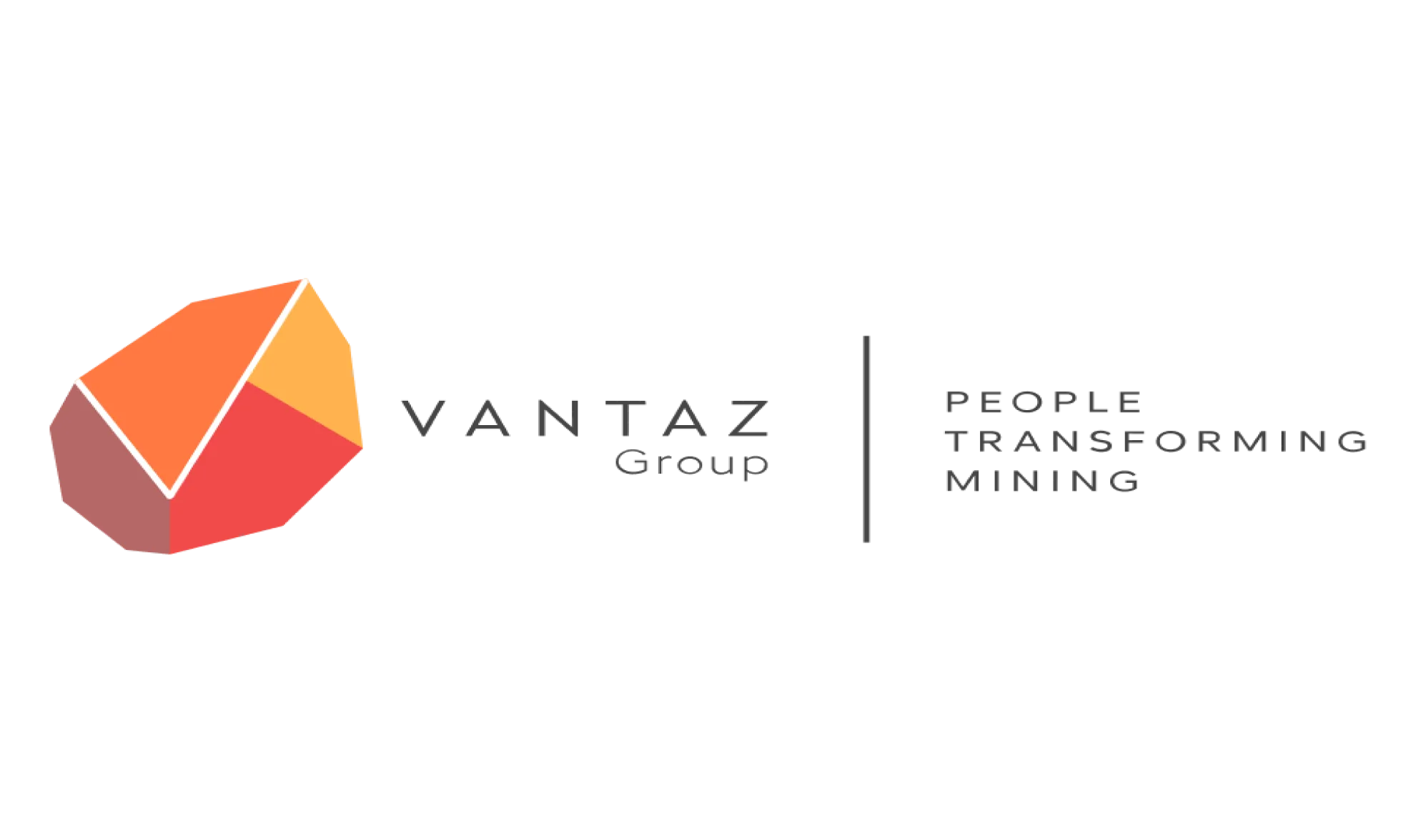 Vantaz Group logo with a geometric shape in orange and red on the left, and the text “Vantaz Group” and “People Transforming Mining” on the right, separated by a vertical line.