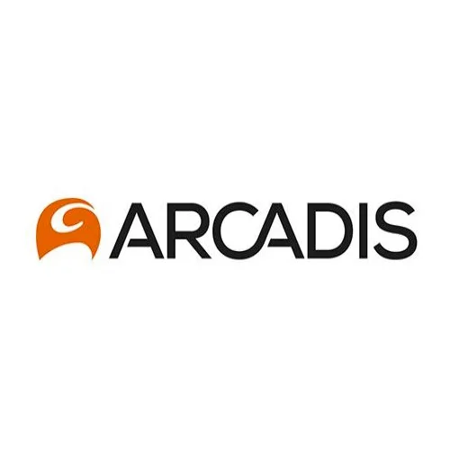 Arcadis logo featuring a stylized orange symbol on the left and the company name ARCADIS in bold black uppercase letters on a white background.