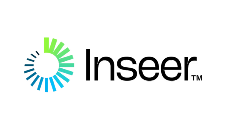 The Inseer logo features a circular design made of blue and green bars to the left of the word Inseer in bold, black letters, with a trademark symbol next to the text, all on a light background.