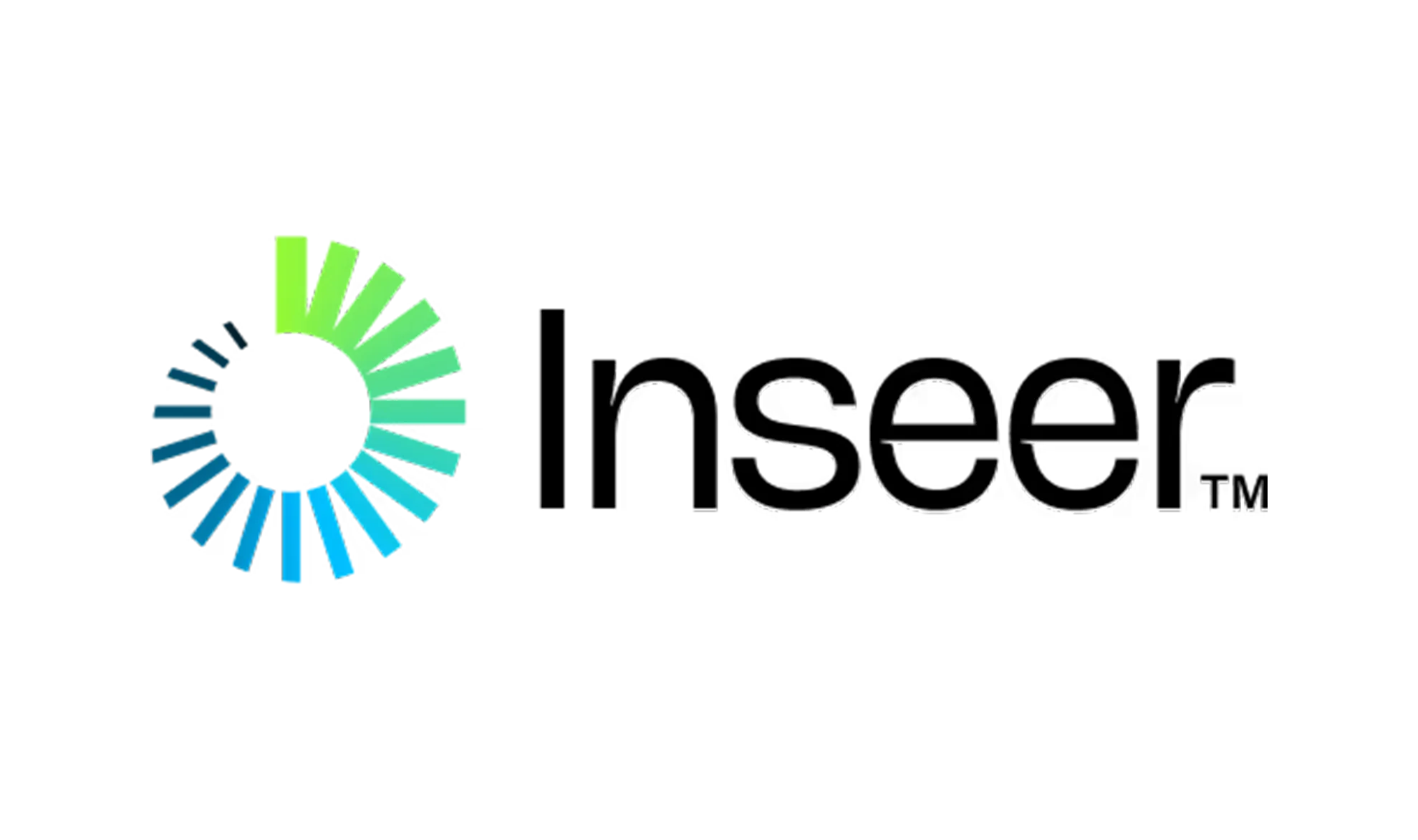 The Inseer logo features a circular design made of blue and green bars to the left of the word Inseer in bold, black letters, with a trademark symbol next to the text, all on a light background.