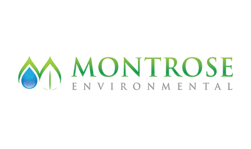 Montrose Environmental logo with a green and blue leaf and water droplet graphic on the left, symbolizing environmental solutions, and the company name in green and gray text on a white background.