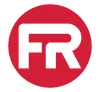 A bold, white FR monogram is centered inside a solid red circle on a light gray background.
