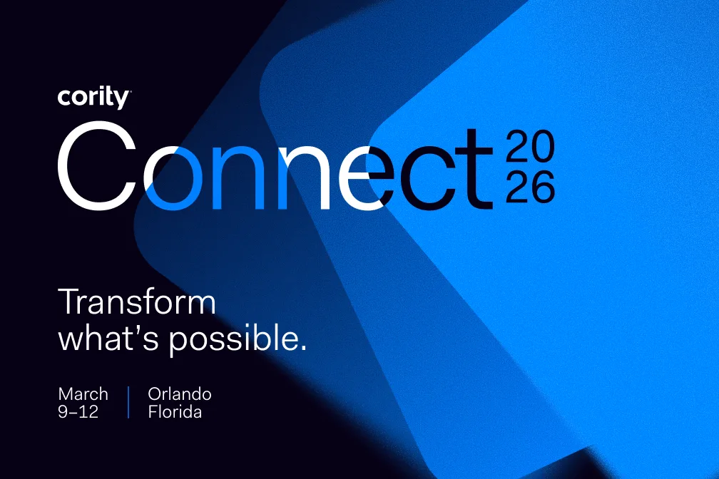 Event graphic for cority Connect 2026 with a blue abstract design. Text reads: Transform whats possible. March 9-12 | Orlando, Florida.