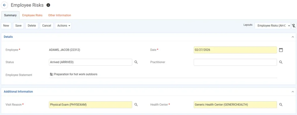 Cority’s Clinic Visit module integrates occupational health and industrial hygiene data to build worker heat-risk profiles that identify vulnerable individuals before exposure occurs.